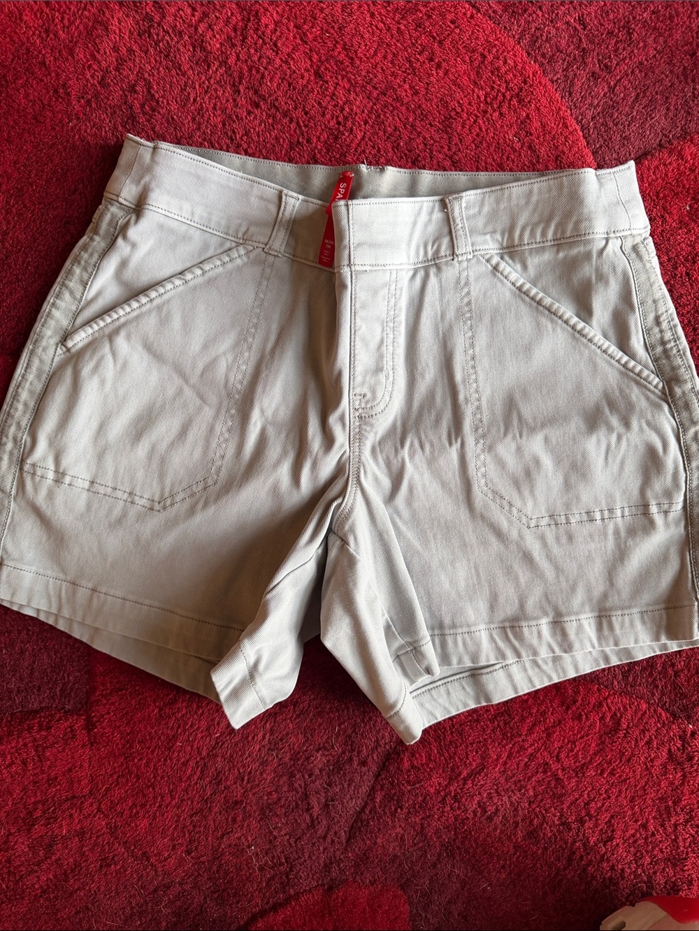 SPANX Light grey  denim high-rise shorts